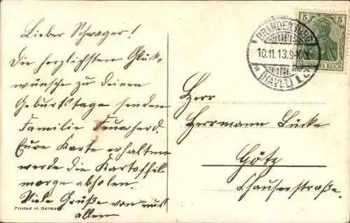 Künstler Ak Häuser am Wasser, Pfingstrosen