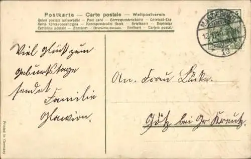 Litho Herzlichen Glückwunsch zum Geburtstag, Blumen