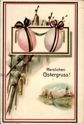 Ak Ostern, Patriotik, Ostereier