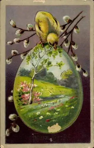 Litho Ostern, Küken, Osterei