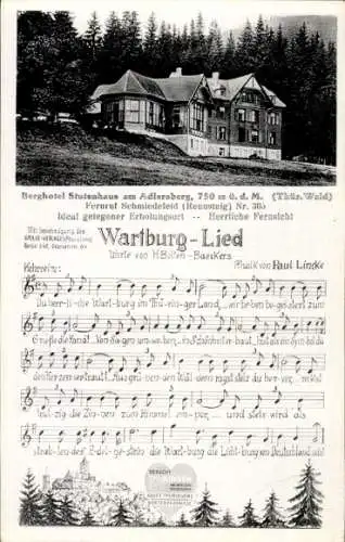 Lied Ak Schmiedefeld am Rennsteig Suhl Thüringen, Wartburg-Lied, Berghotel Stutenhaus