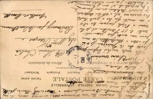 Ak Frau mit Tochter, Diabolo, Statue, Blumen