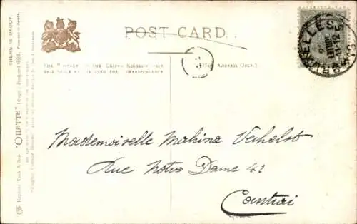 Künstler Ak Englische Cottage-Häuser, Familie mit Kind