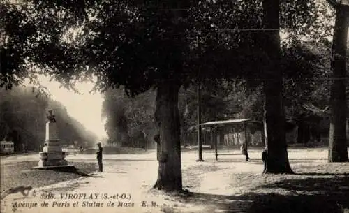 Ak Viroflay Yvelines, Avenue de Paris und Statue de Maze in Viroflay