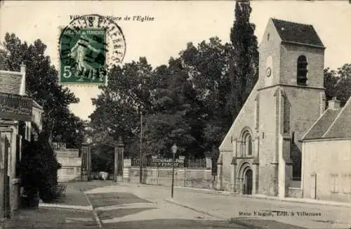 Ak Villennes sur Seine Yvelines, Kirchplatz