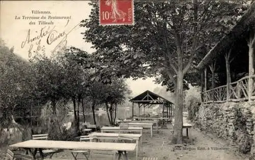 Ak Villennes sur Seine Yvelines, Villennes. La Terrasse du Restaurant des Tilleuls