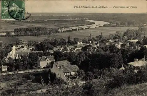 Ak Villennes sur Seine Yvelines, Panorama sur Poissy