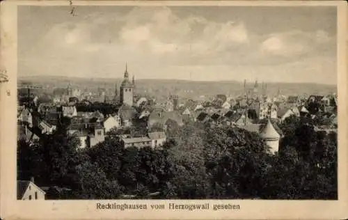 Ak Recklinghausen im Ruhrgebiet, Stadtansicht von Recklinghausen vom Herzogswall aus gesehen