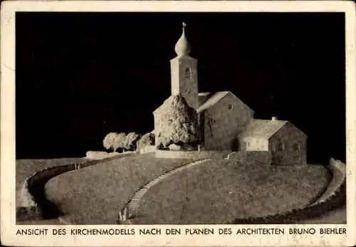 Ak Bad Wiessee in Oberbayern, Modell der Kirche auf dem Kirschbaumhügel