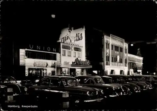 Ak Hamburg Mitte St. Pauli, Reeperbahn bei Nacht