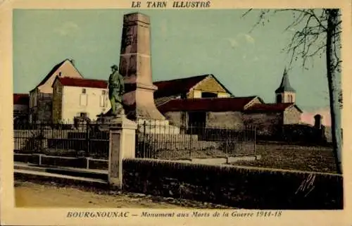 Ak Bourgnounac Tarn, Monument aux Morts de la Guerre 1914-1918