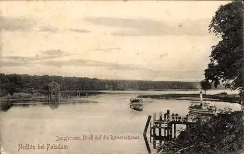 Ak Nedlitz Potsdam, Jungfernsee, Römerschanze, Fähre