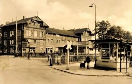 Ak Finkenkrug Falkensee im Havelland, Bahnhof, Bahnübergang, Kiosk