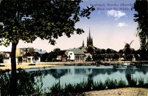 Ak Werder an der Havel, Blick auf die Mühle, kolorierte Postkarte