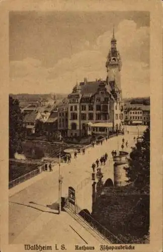 Ak Waldheim in Sachsen, Rathaus, Chopaubrücke