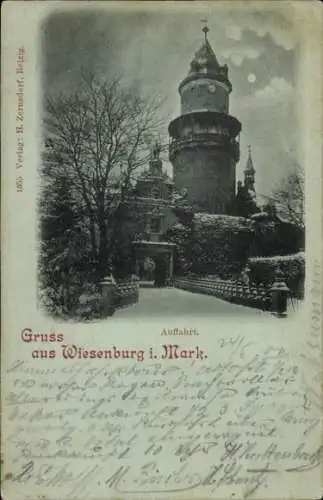 Mondschein Ak Wiesenburg in der Mark,  Schloss, Auffahrt