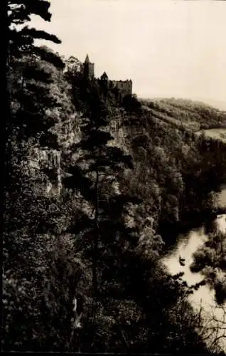 Ak Bad Kösen Naumburg an der Saale, Ruine Rudelsburg, Saale