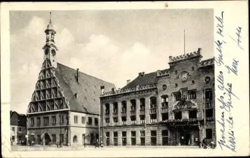 Ak Zwickau in Sachsen, Gewandhaus und Rathaus am Hauptmarkt