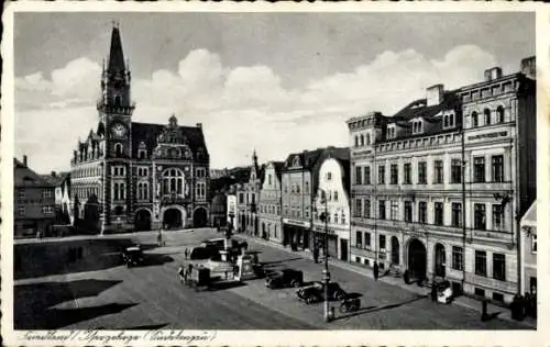 Ak Frýdlant v Čechách Friedland Reg. Reichenberg, Drogerie, Rathaus, Brunnen