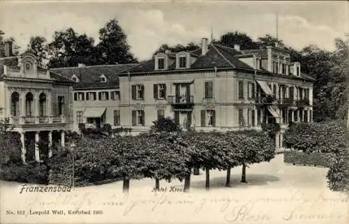 Ak Františkovy Lázně Franzensbad Region Karlsbad, Hotel Kreuz