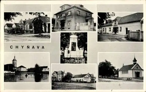 Ak Chyňava Beroun Beraun Mittelböhmen, Detailansichten, Kirche, Denkmal