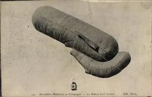 CPA Aerostiers Militaires en Campagne, Ballon Cerf Volant