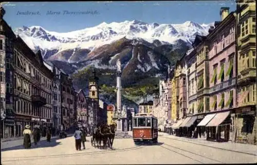 Ak Innsbruck Tirol, Patscherkofel,  Maria Theresienstraße, Straßenbahn