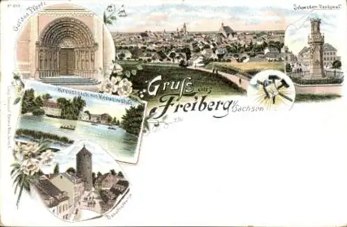 Ak Freiberg in Sachsen, Historische Gebäude, Landschaft, Gruß aus  Sachsen