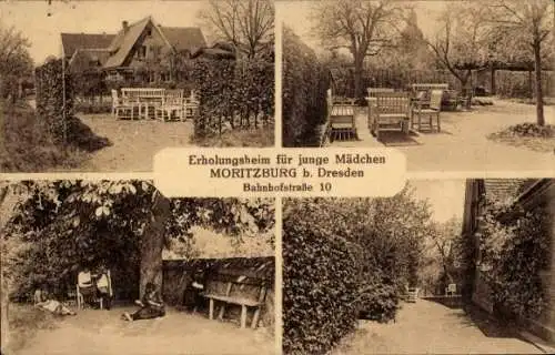 Ak Moritzburg in Sachsen, Erholungsheim, junge Mädchen, Garten, Möbel, Moritzburg