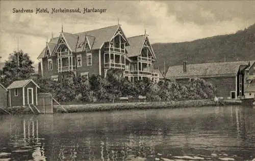 Ak Hardanger Norwegen, Sandvens Hotel, Wasserreflexion, Berglandschaft