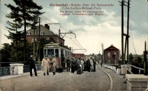 Ak Herbesthal Lontzen Wallonien Lüttich, Herbesthal - Brücke, Bahnstrecke Cöln-Aachen-Brüssel-...