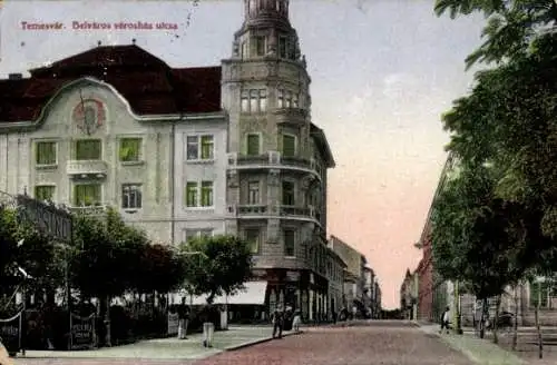 Ak Timișoara Temesvár Temeswar Rumänien,  Architektur, Straße, historische Gebäude