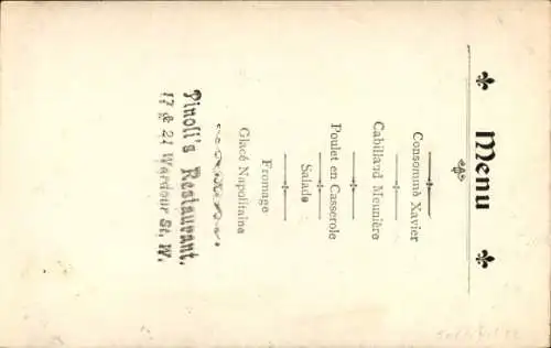 Ak London City England, Pinoli's Restaurant, Wardour Street, Innenansicht