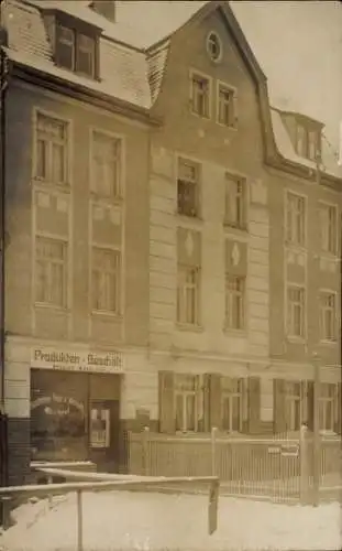 Foto Ak Hainichen? Böhlitz Ehrenberg? Produkten-Geschäft Paul Allner, Reklameschilder