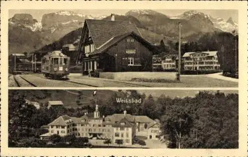 Ak Weissbad Halbkanton Appenzell Innerrhoden, Bahnhof, Hotel