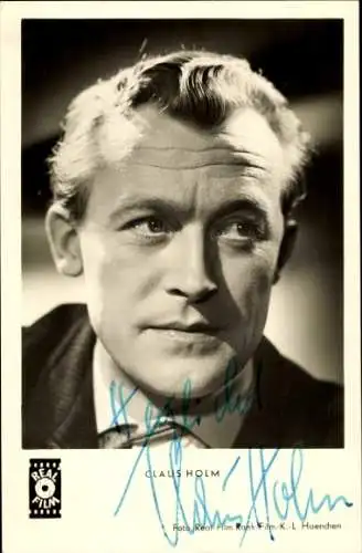 Ak Schauspieler Claus Holm, Portrait, Film  Zwei blaue Augen, Autogramm