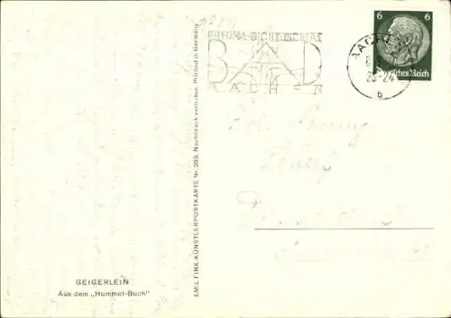 Künstler Ak Hummel, Berta, Geigerlein