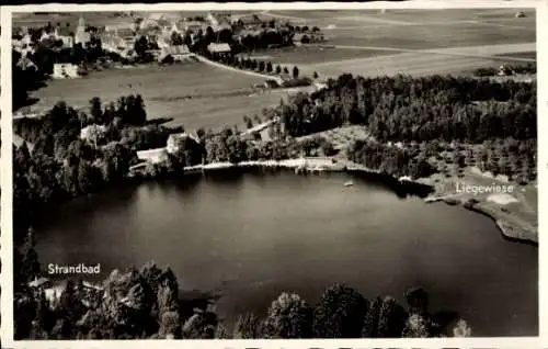 Ak Buxheim in Schwaben, Fliegeraufnahme, Weiherhaus, Strandbad