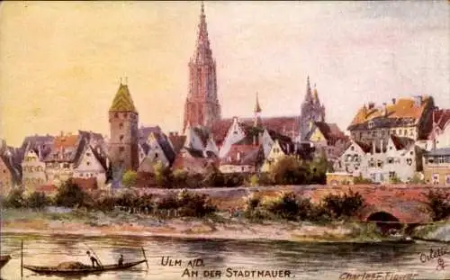 Künstler Ak Flower, Charles F., Ulm, An der Stadtmauer