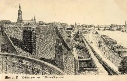 Ak Ulm an der Donau, Gesamtansicht, Wilhelmshöhe