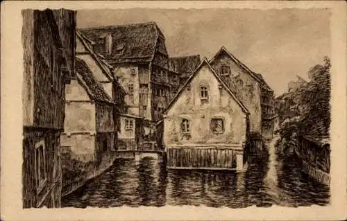Künstler Ak Ulm an der Donau, Blau, Isakenmühle
