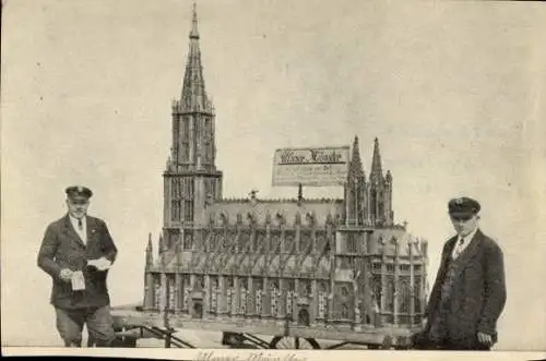 Ak Ulm an der Donau, Modell vom Münster, Erbauer