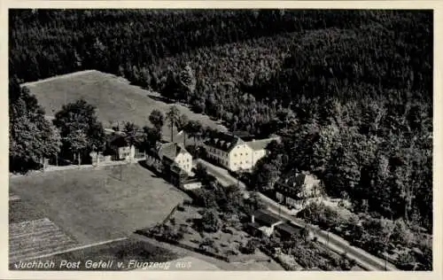 Ak Juchhöh Tirpersdorf im Vogtland, Fliegeraufnahme, Gasthof