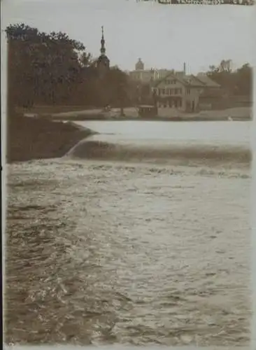 Original Foto Schweinfurt, Mainpartie mit Bleiweisswehr, um 1900