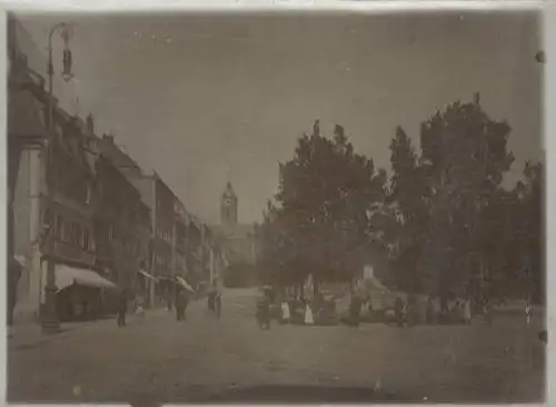 Original Foto Schweinfurt, Marktplatz mit Friedrich-Rückert Denkmal, um 1900