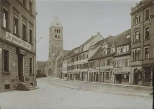 Original Foto Schweinfurt, Steinweg und Katholische Kirche, um 1900