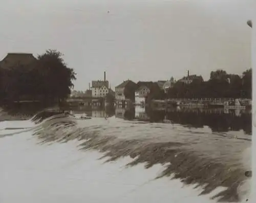 Original Foto Schweinfurt, Mainpartie mit Bleiweisswehr, um 1900