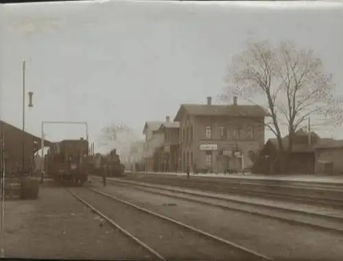 Original Foto Salzbergen im Emsland, Bahnhof, Lokomotive, um 1900