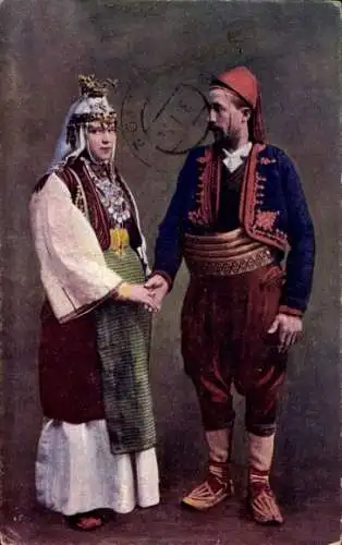 Ak Bosnien-Herzegowina, Ehepaar in Trachten