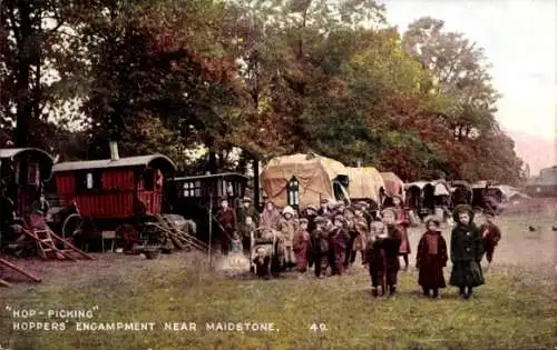 PC Maidstone Kent England, Hop Picking Hoppers Encampment